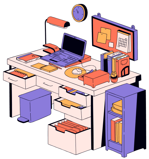 Organized technical workspace illustration